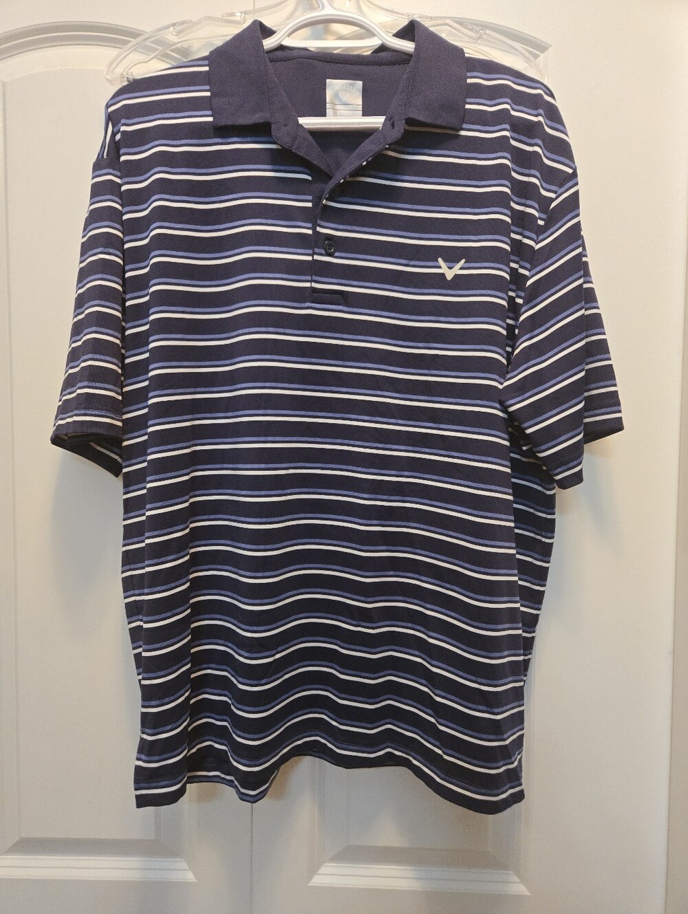Callaway Men's Navy Blue Striped Golf Polo Shirt